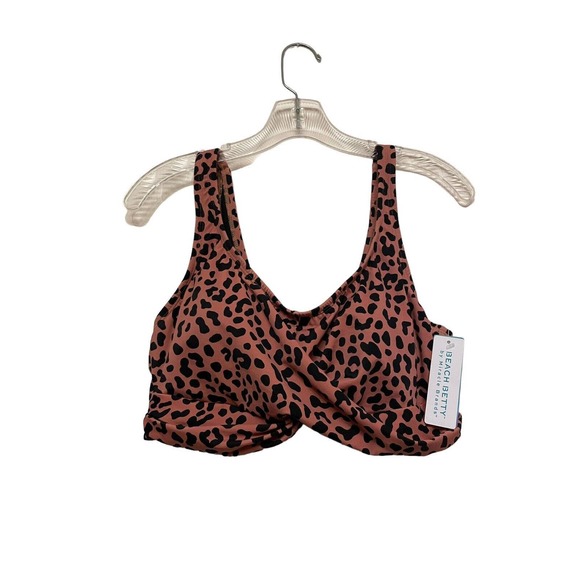 NEW Beach‎ Betty Miracle Brands Animal Print Twist Swim Bikini Top Size L Pullon - Picture 1 of 4